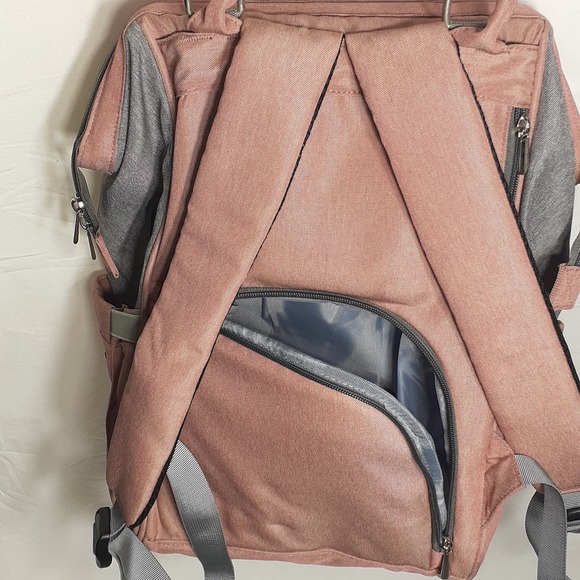 Upsimples Diaper Bag Pink Gray Backpack with‎ USB Charging Port Thermal Pockets - Picture 9 of 13